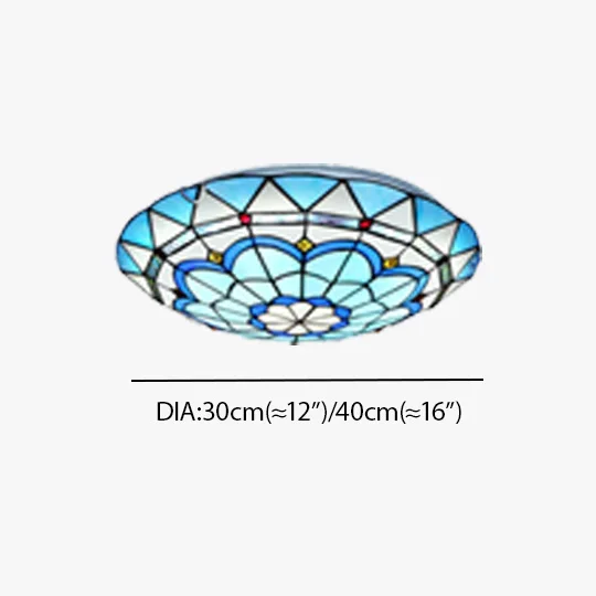 Art Deco Glass Round Bedroom Ceiling Light, Multicolor