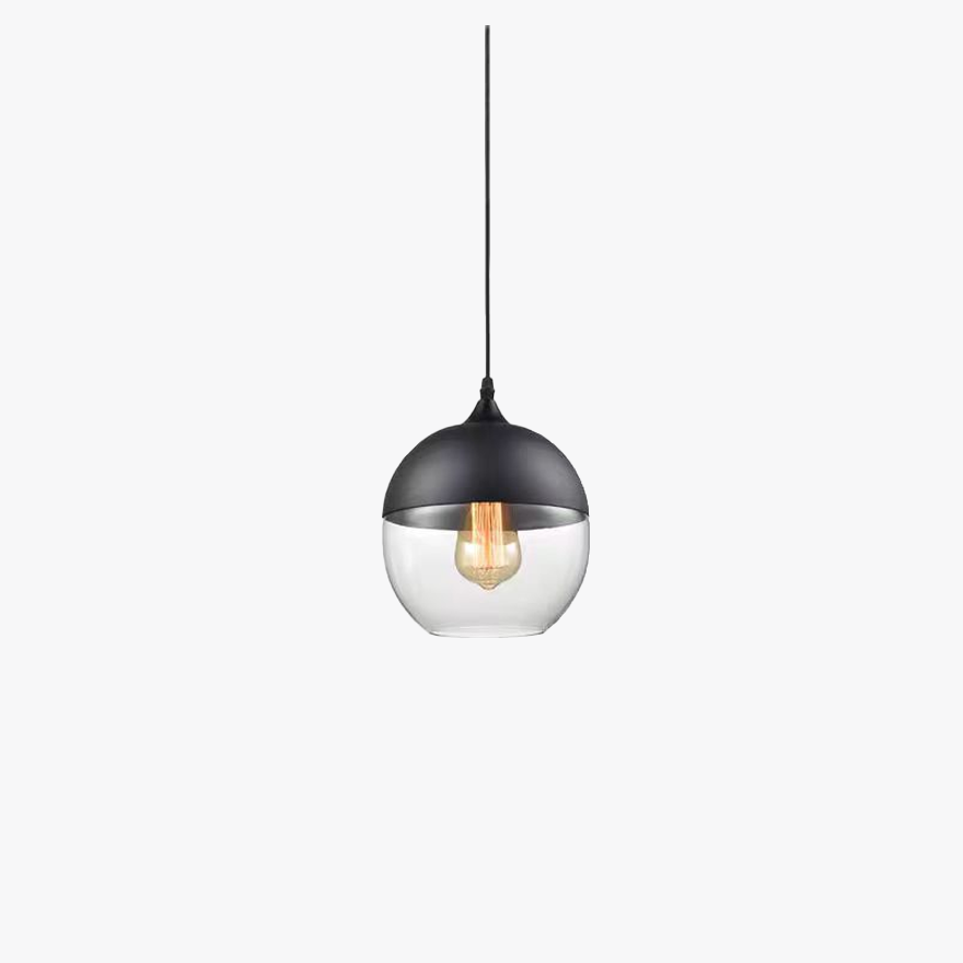 Modern Metal And Glass Geometric Living Room Pendant Light, Black