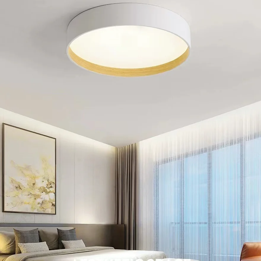 Scandinavian Metal And Acrylic Round Bedroom Ceiling Light, Black/Grey/White