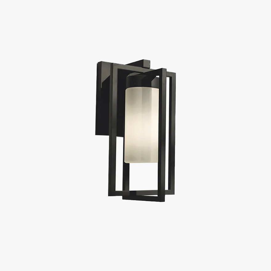 Modern Metal Rectangular Outdoor Wall Lamp, Black