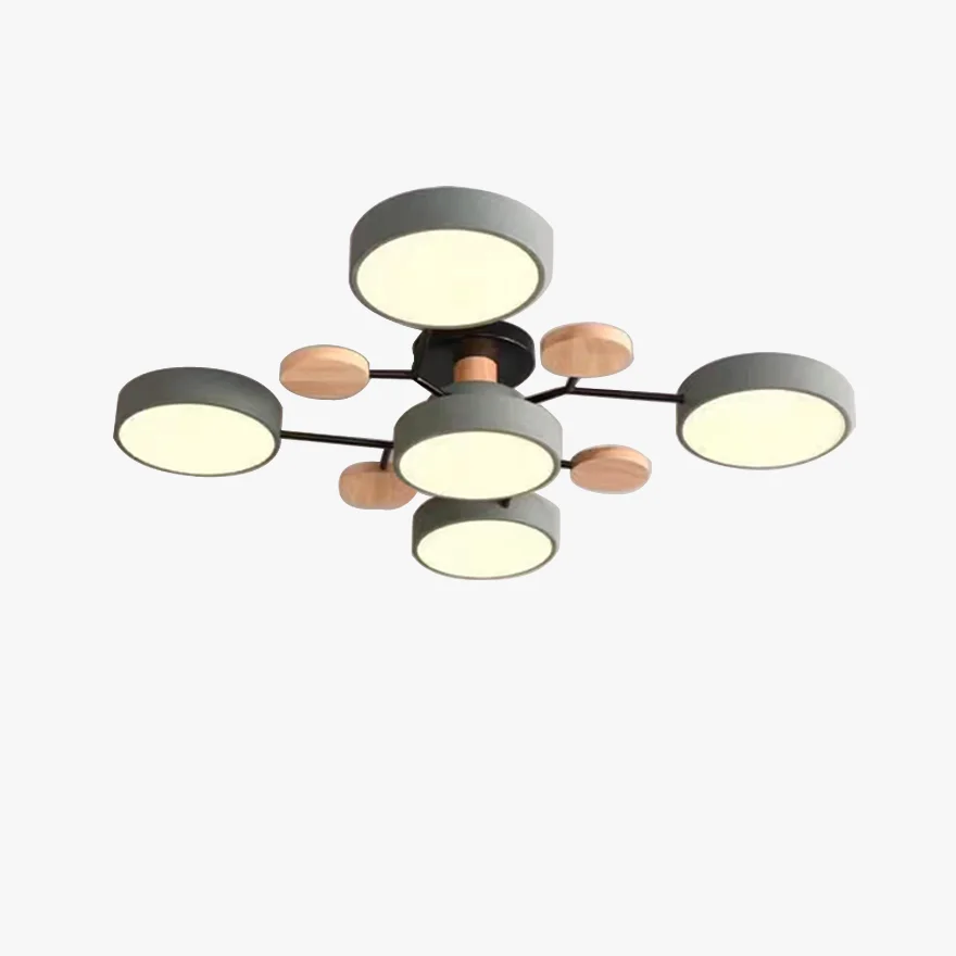 Classical Metal Round Living Room Ceiling Light, Gray/Green/White