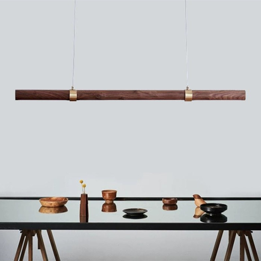 Modern Metal And Wooden Linear Children's Room Pendant Light, Log Color