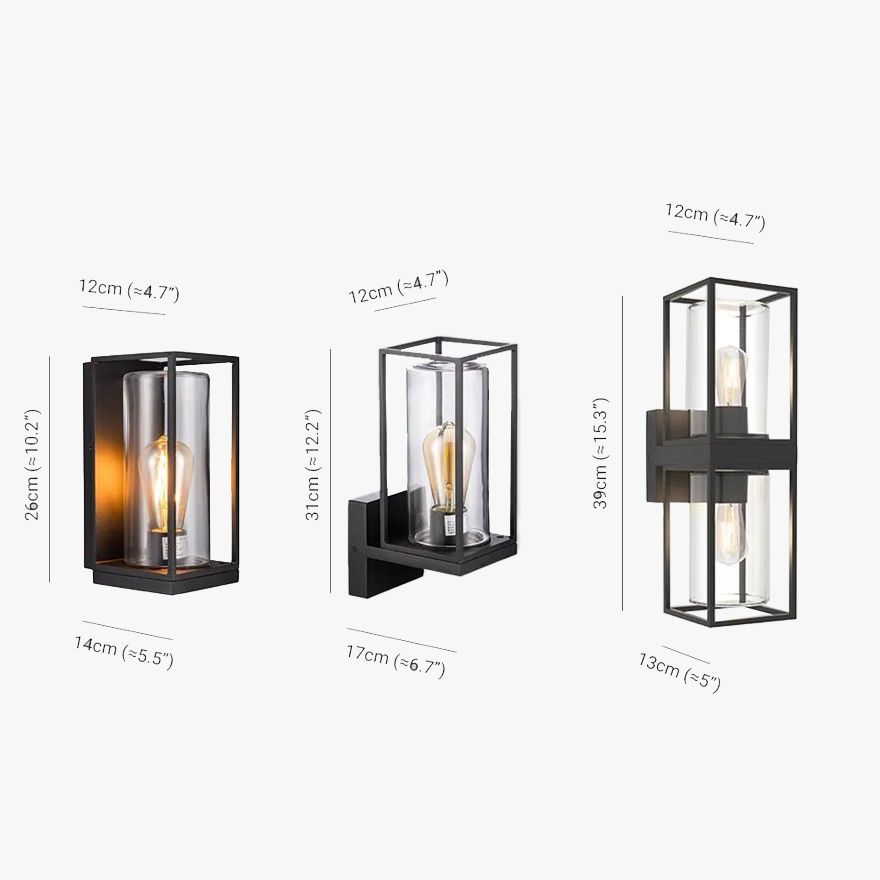 Cozy Metal And Glass Rectangular Corridor Wall Lamp, Black