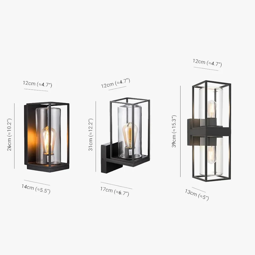 Cozy Metal And Glass Rectangular Corridor Wall Lamp, Black