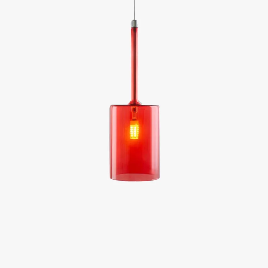 Classical Glass Cylindrical Dining Room  Pendant Light, Clear/Grey/Orange/Red