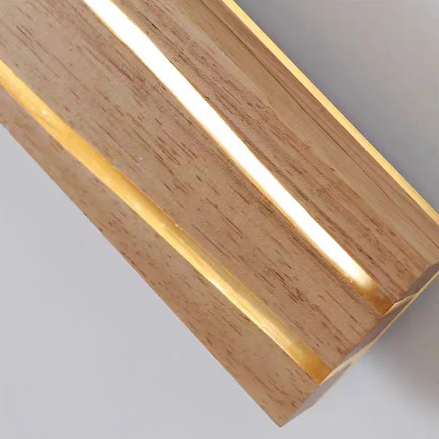 Unusual wooden Rectangular Bedroom Wall Lamp, Burlywood, Trichromatic Light