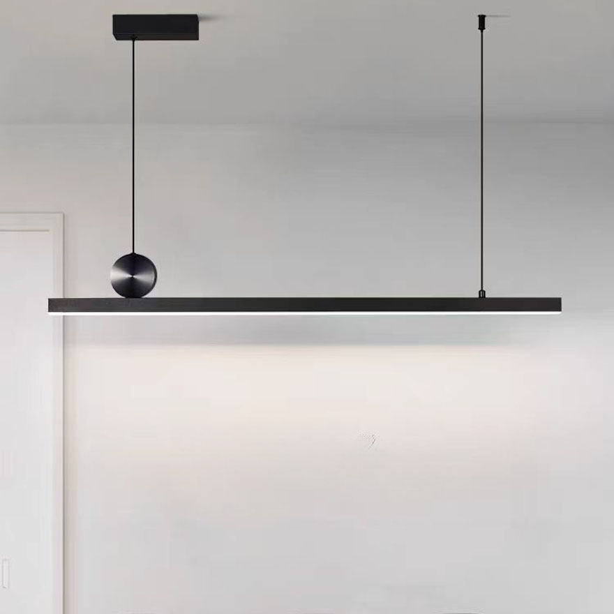 Minimalist Metal And Plastic Linear Study Room Pendant Light, Black/Gold