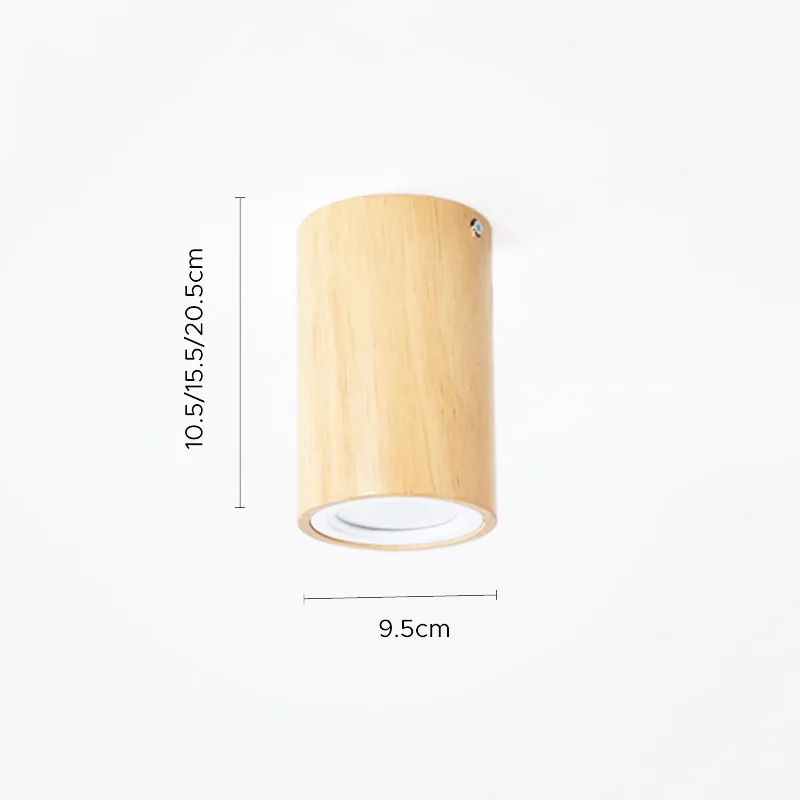 Natural Wooden And Acrylic Cylinder Balcony Ceiling Light, Natural Wood