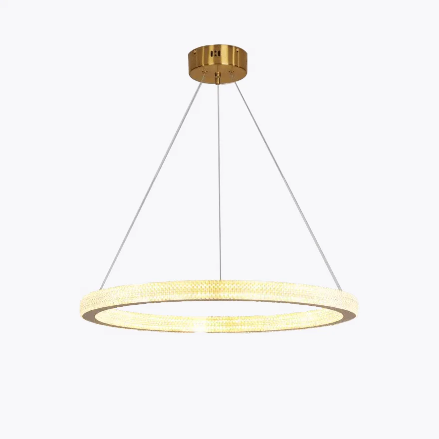 Contemporary Metal And Acrylic Ring Living Room Pendant Light, Gold