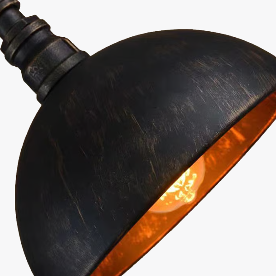 Retro Metal Bowled Kitchen Pendant Light, Black