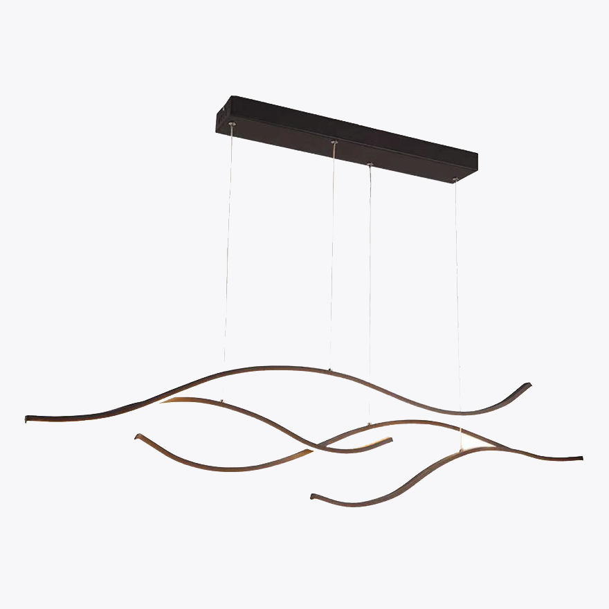 Modern Metal Wave Dining Room Pendant Light, Black/Gold