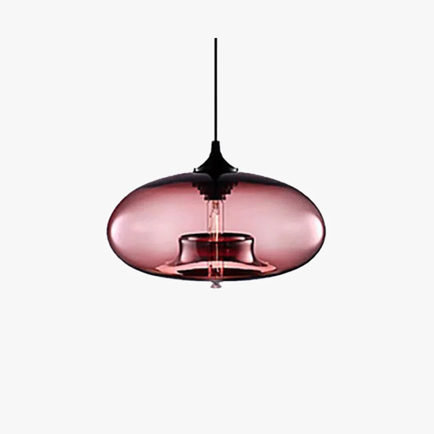 Modern Glass Drum Living Room Pendant Light, 6 Color