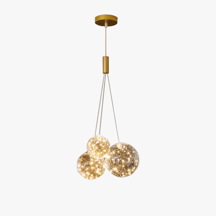 Designer Metal And Glass Bubble Dining Room Ceiling Light, Gold