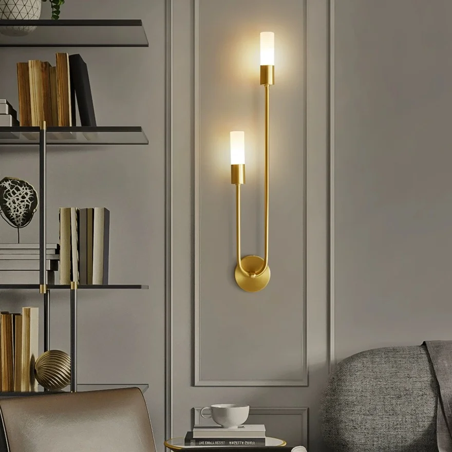 Modern Metal Linear Bedroom Wall Lamp, Gold