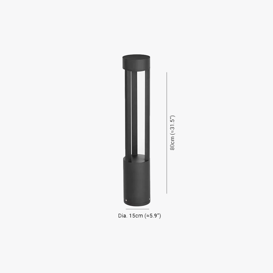 Minimalist Metal Cylindrical Garden Outdoor Pillar Light, Black