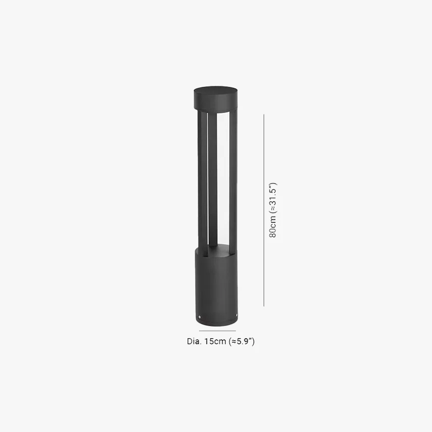 Minimalist Metal Cylindrical Garden Outdoor Pillar Light, Black