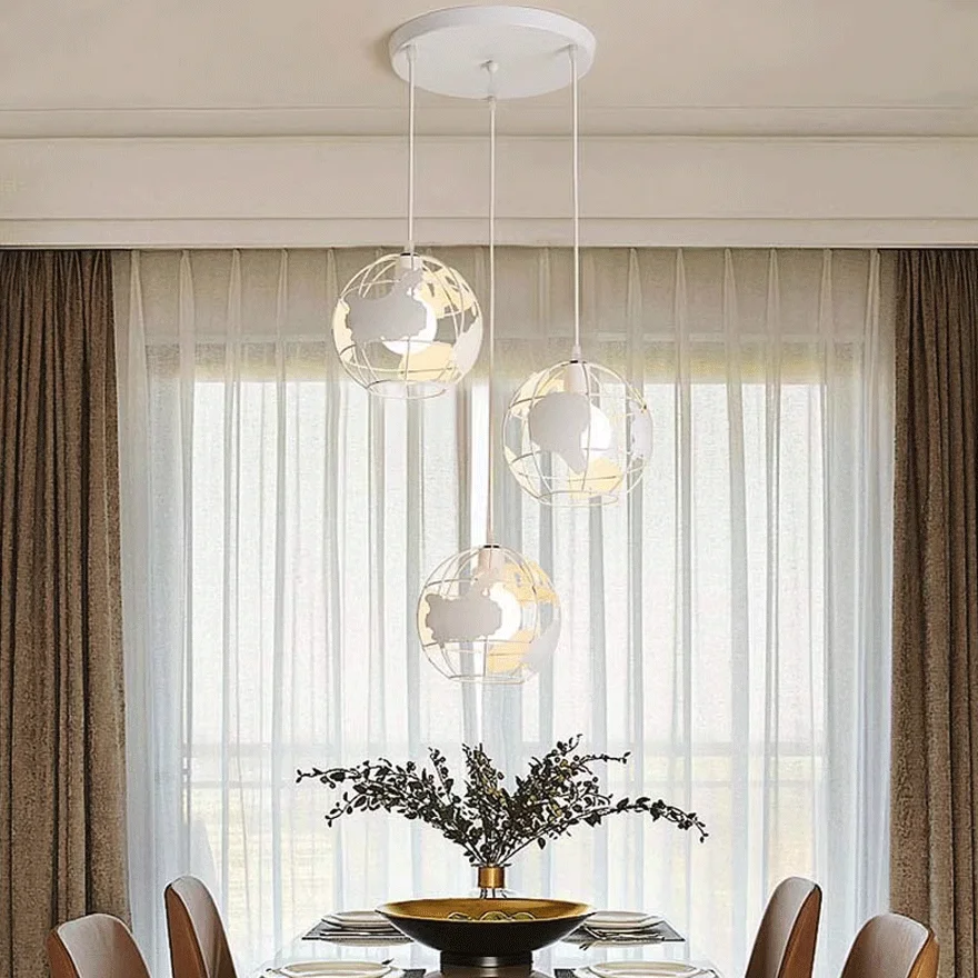 Modern Metal Cluster Dining Room Pendant Light, Black/White