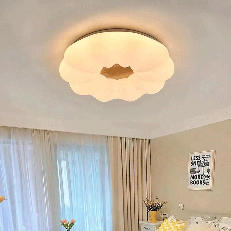 Designer Wooden And Acrylic Cloudy Living Room Ceiling Light, White