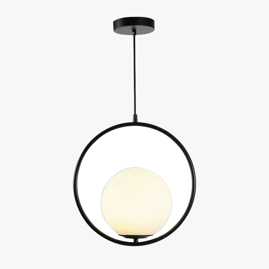 Minimalist Metal And Acrylic Globular Study Room Pendant Light, Black/Gold