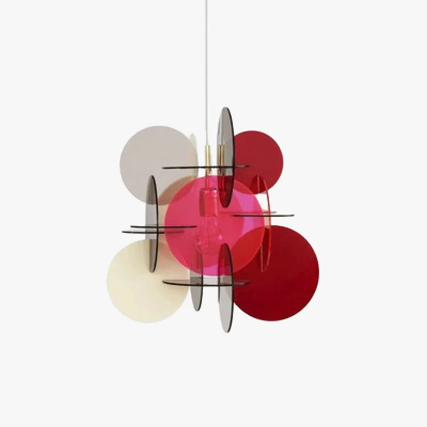 Art Deco Acrylic Round Dining Room Pendant Light, Colorful