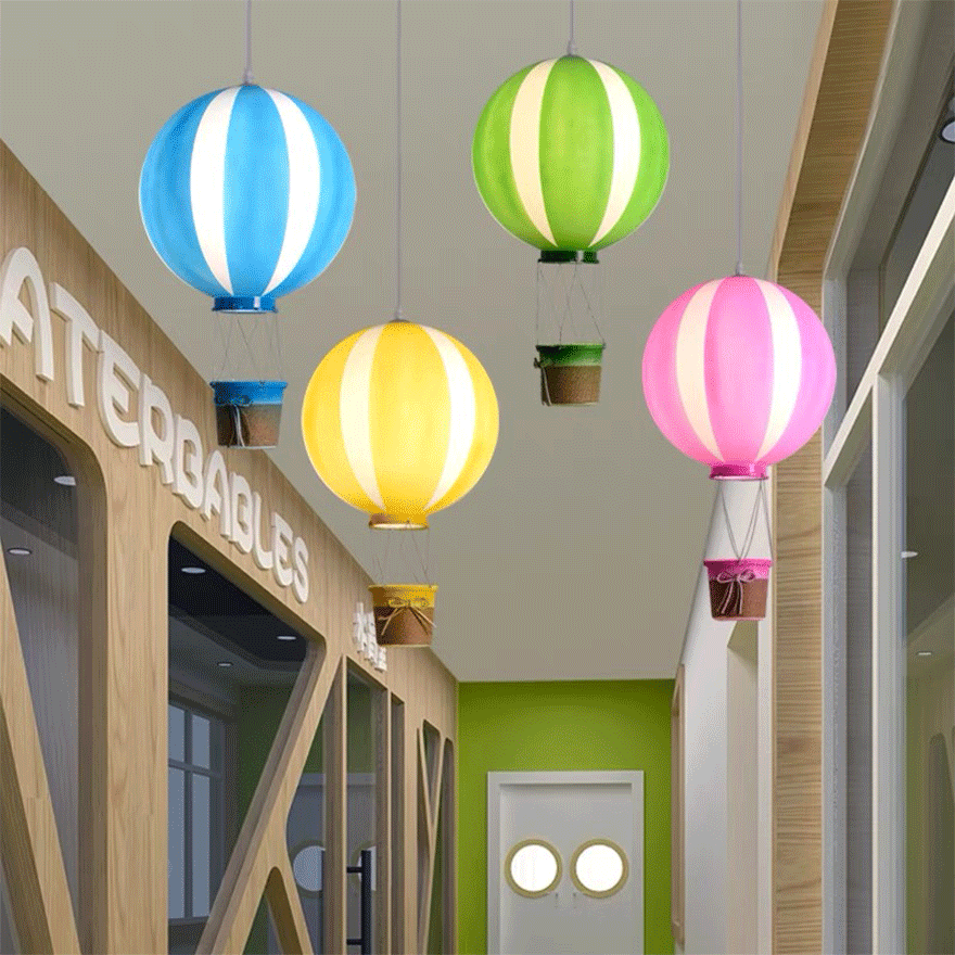 Art Deco Acrylic Air Balloon Children's Room Pendant Light, Multicolor