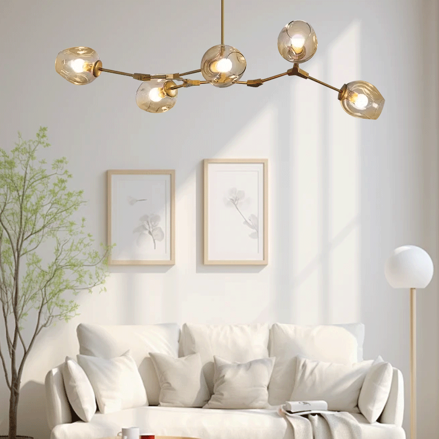 Modern Metal And Glass Bubble Bedroom Pendant Light, 6 Color