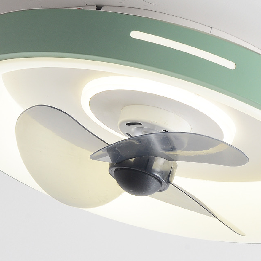 Modern Metal And Acrylic Round Living Room Ceiling Light, Green/Grey/White/Yellow, Ceiling Fans, Trichromatic Light