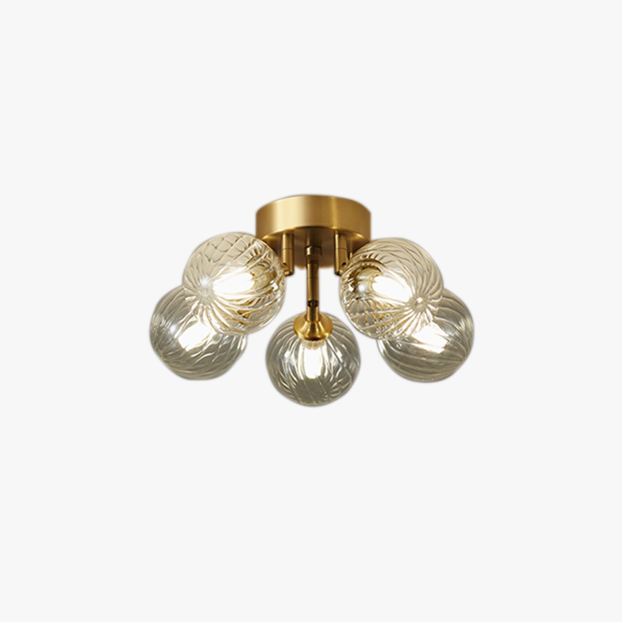 Modern Copper And Glass Bubble Dining Room Ceiling Light, Clear