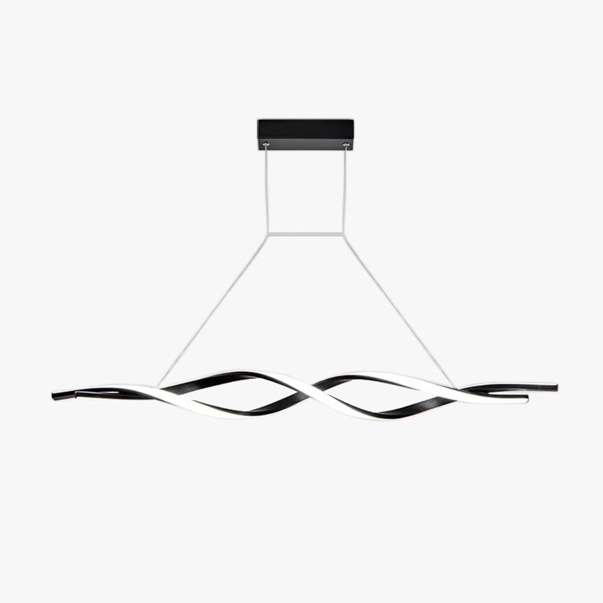 Minimalist Metal And Acrylic Wave Dining Room Pendant Light, Matte Black/Matte Grey