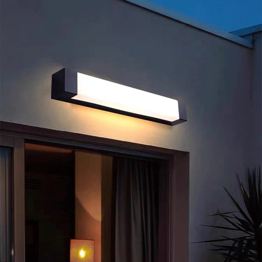 Modern  Metal And Acrylic Rectangular Outdoor, Wall Lamp, Black/ Grey