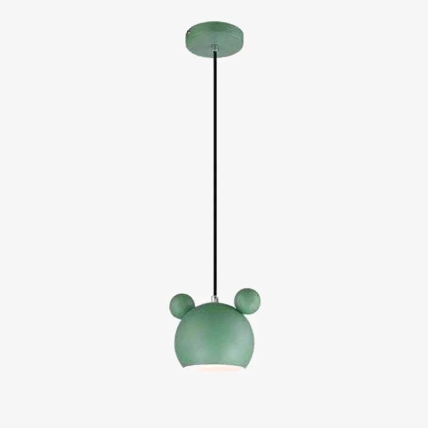 Morandi Metal Mouse Head Children's Room Pendant Light, Black/Green/Grey/Pink/White