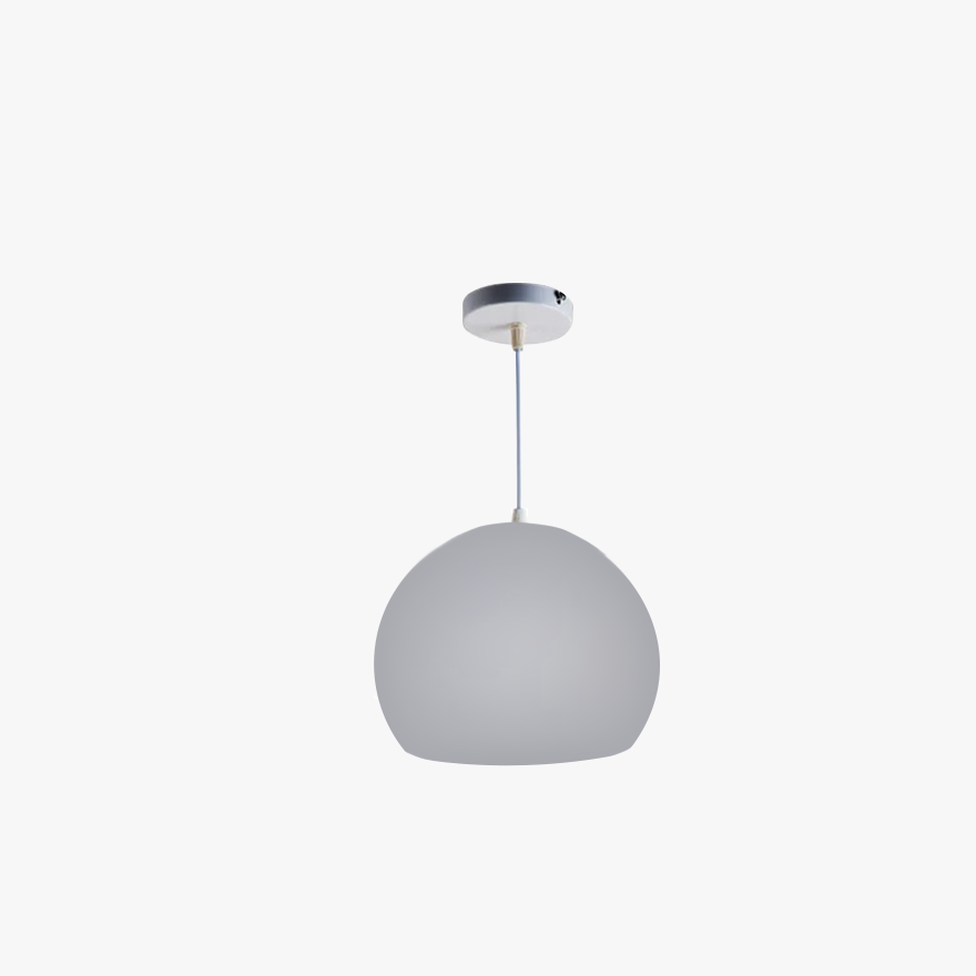 Minimalist Metal Ball Shape Dining Room Pendant Light, White/Gray