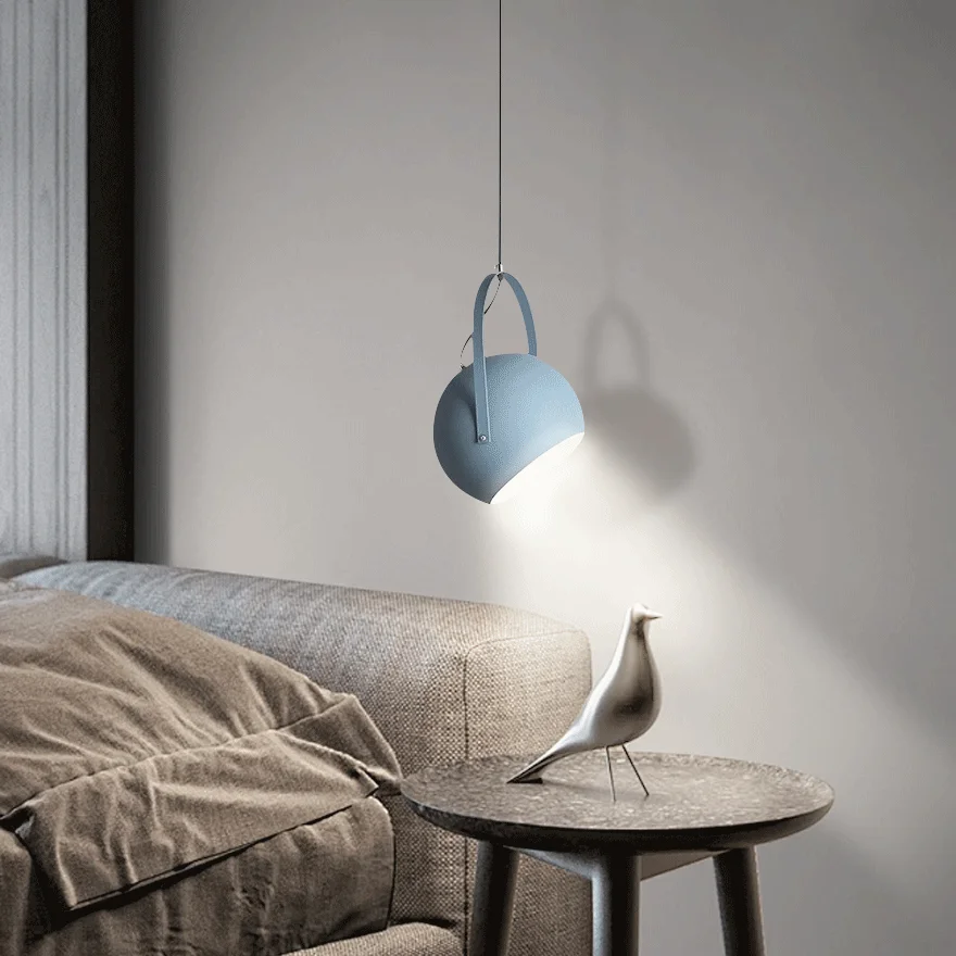 Morandi  Metal Globular Bedroom Pendant Light, 5 Color, Adjustable