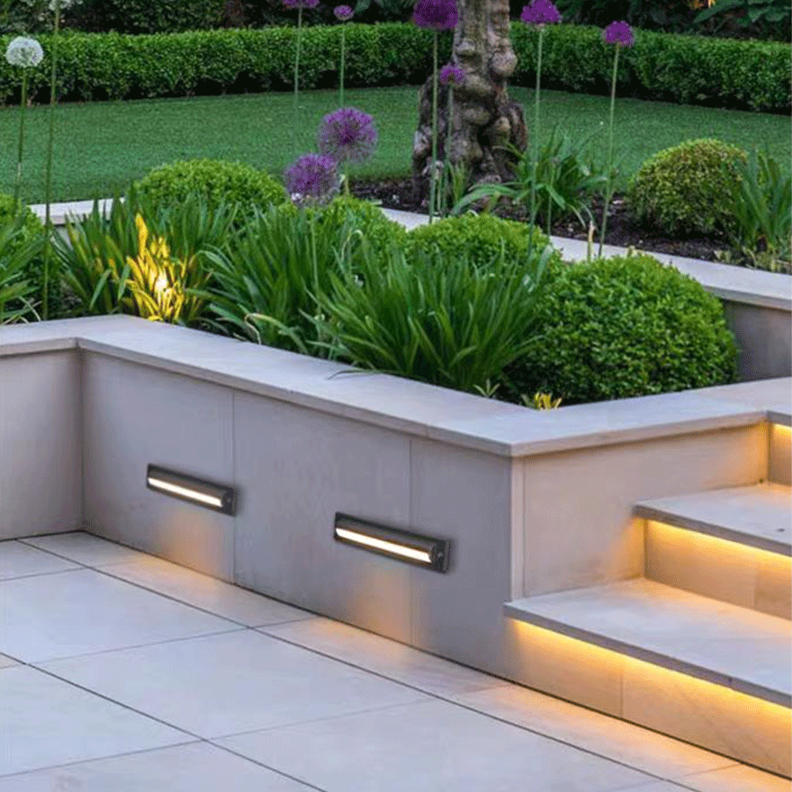 Modern Metal And Acrylic Rectangular Outdoor Deck & Step/Ground Light, Black