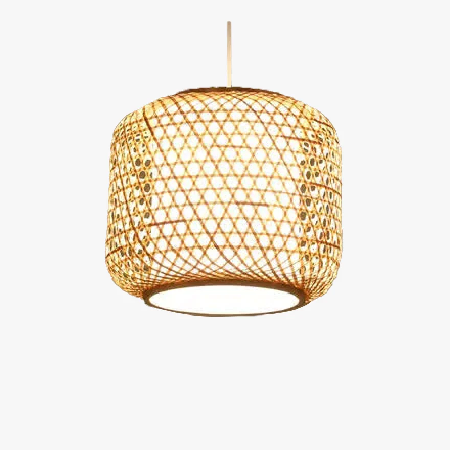 Boho Rattan And Bamboo Lantern Dining Room Pendant Light, Burlywood