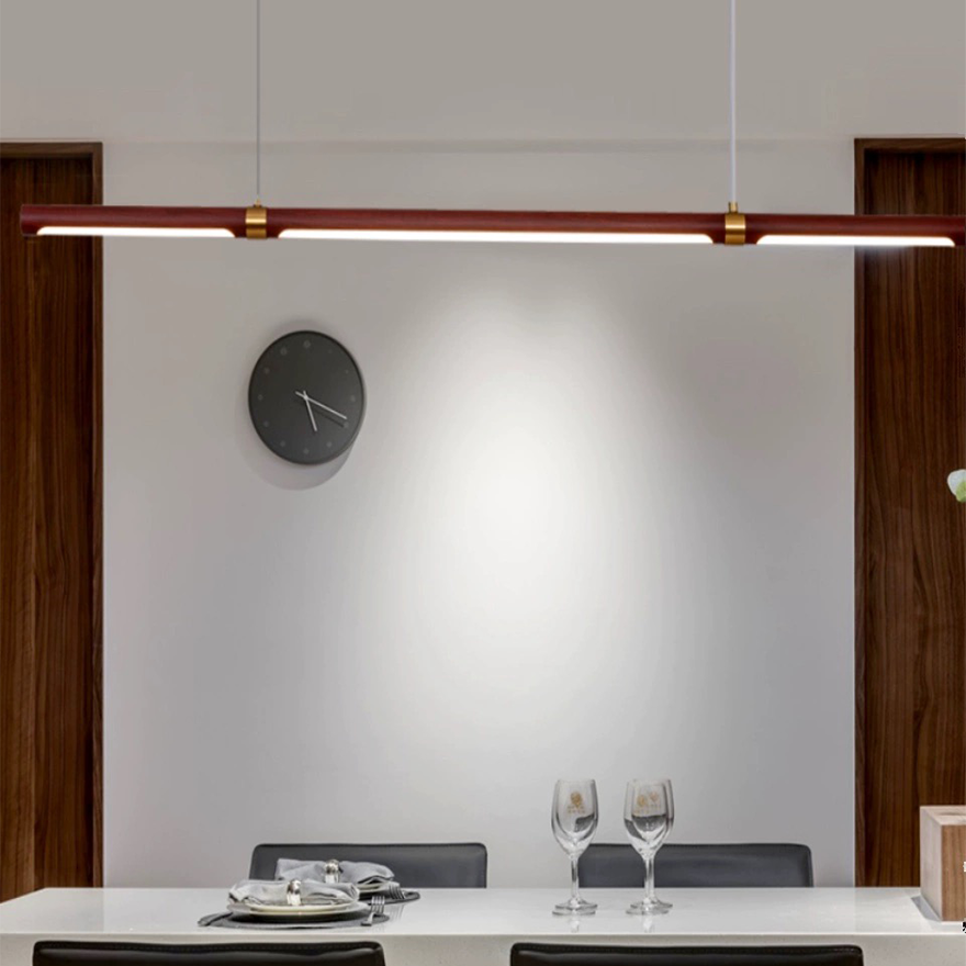 Modern Metal And Wooden Linear Children's Room Pendant Light, Log Color