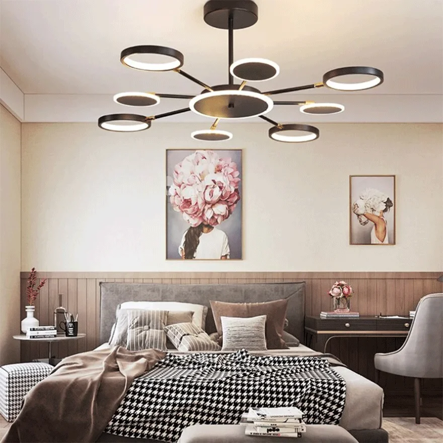 Unusual Metal And Acrylic Radiographic Bedroom Ceiling Light, Black