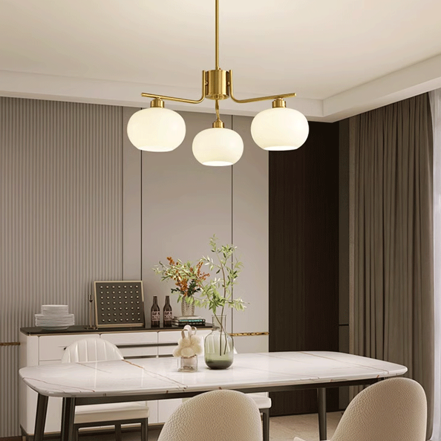 Modern Metal And Glass Bubble Bedroom Chandelier Pendant Light, Brass/Nickel