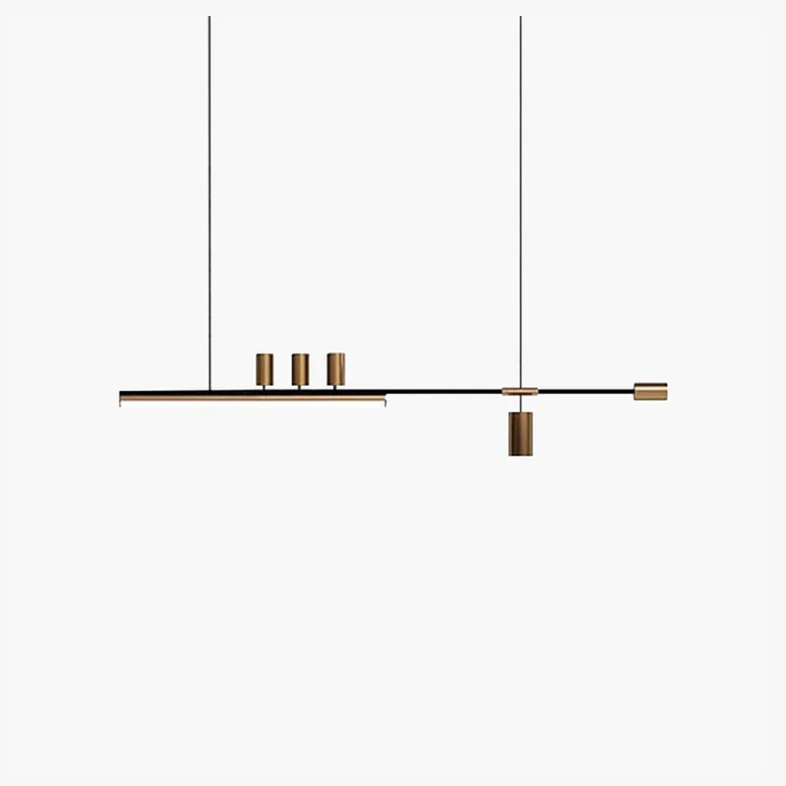 Modern Metal And Acylic Linear Kitchen Pendant Light, Black-Gold