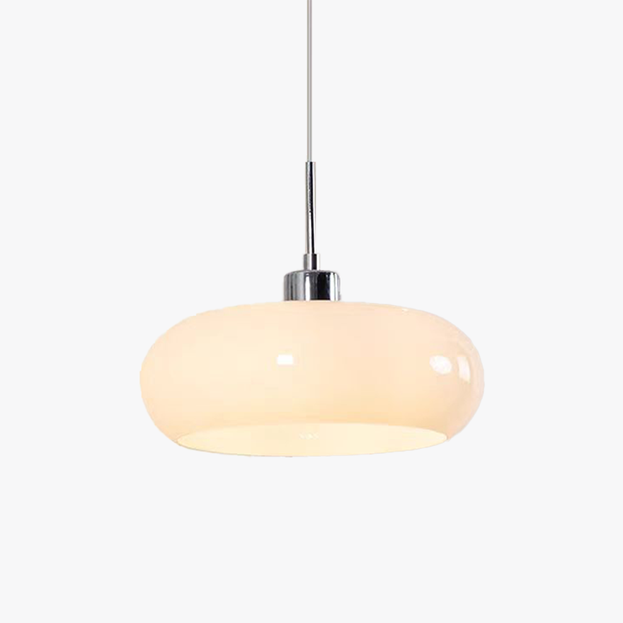 Classical Metal And Glass Drum Living Room Pendant Light, Orange/White