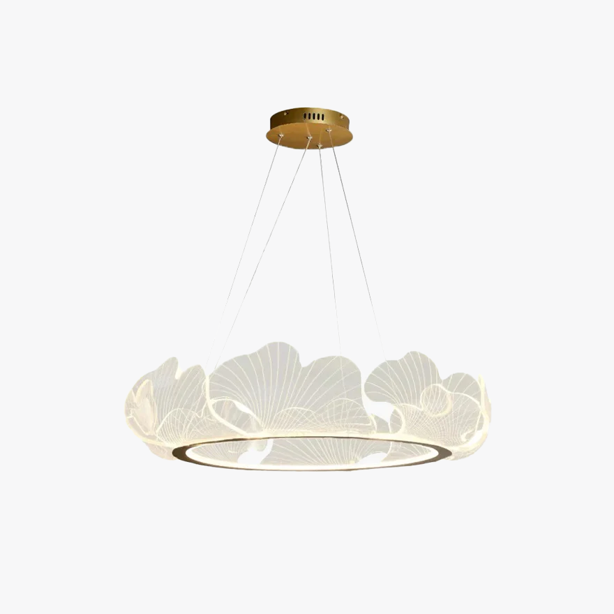 Modern Metal And Acrylic Petal Shaped Living Room Pendant Light, White