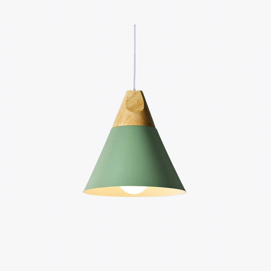 Morandi Metal And Wooden Geometric Kitchen Pendant Light, 6 Color