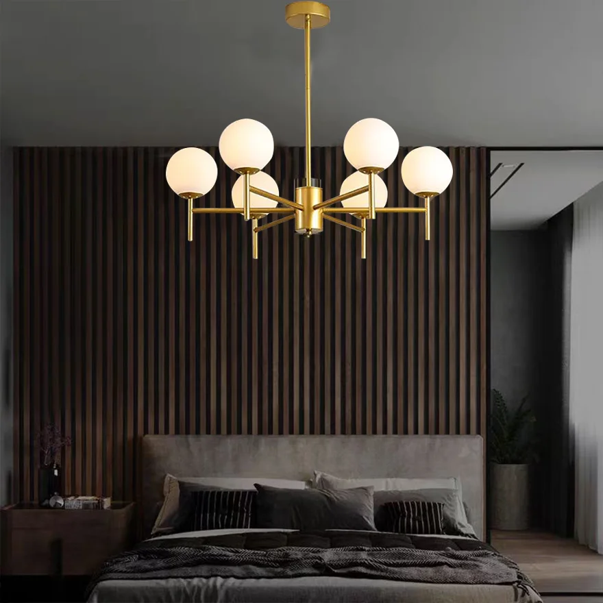 Unusual Metal And Glass Bubble Bedroom Pendant Light, Black/Gold