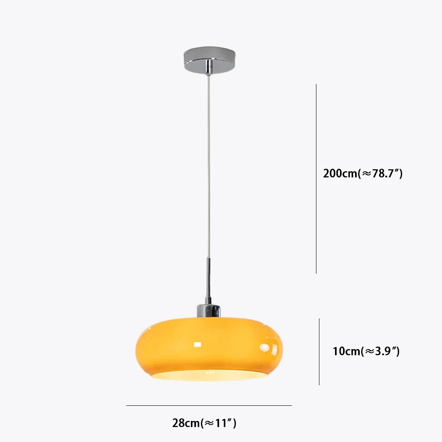 Classical Metal And Glass Drum Living Room Pendant Light, Orange/White