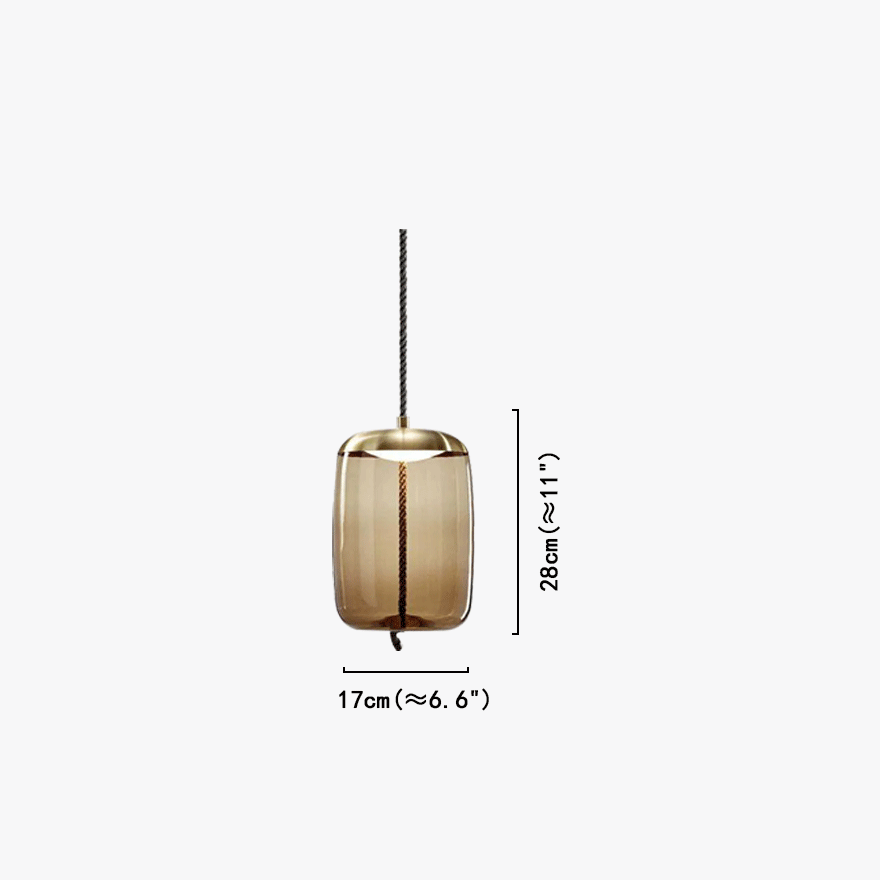 Contemporary Glass Geometric Living Room Pendant Light, Amber/Smoke Gray