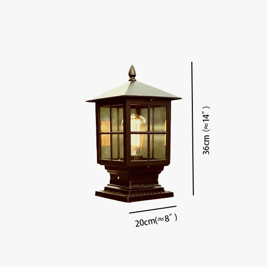 Decorative Metal And Glass Lantern Outdoor Pathway Light, Black/Bronze