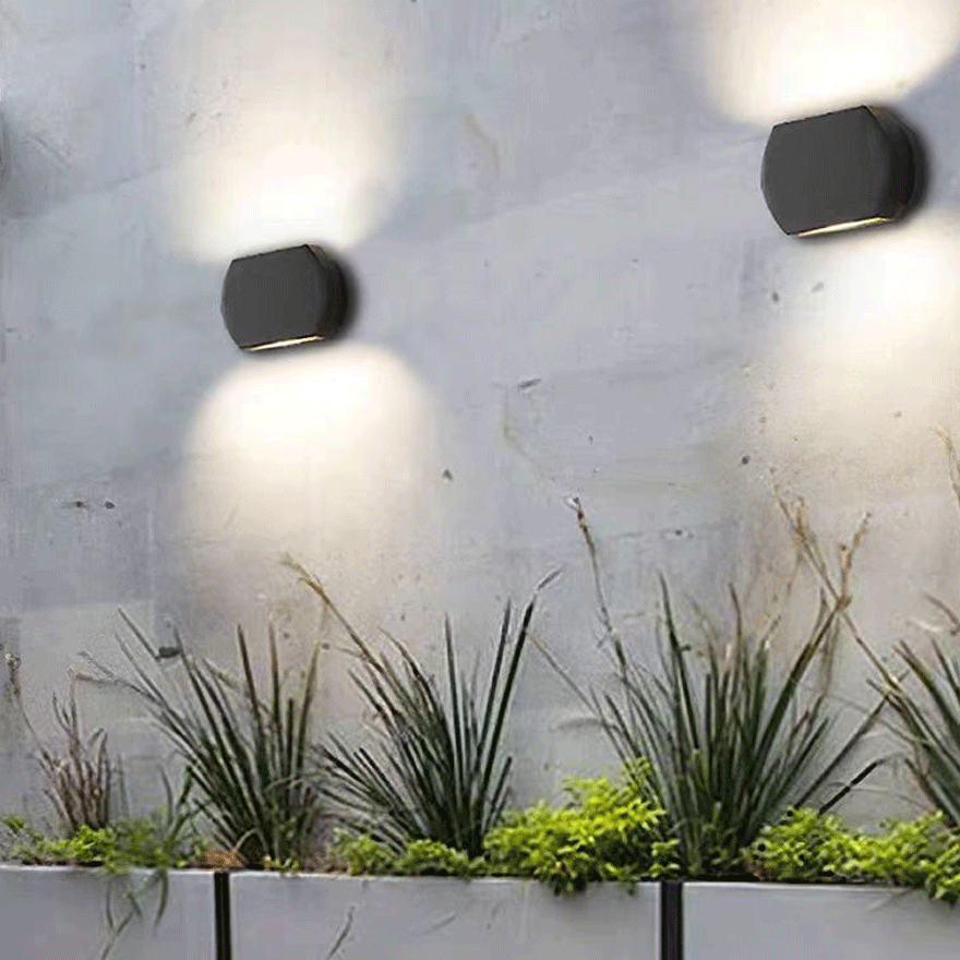 Modern  Metal Geometric Outdoor Wall Lamp, Black/ Grey