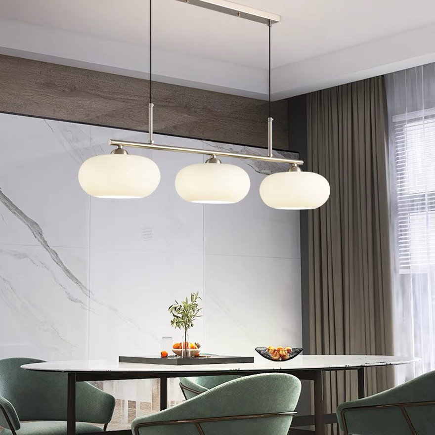 Modern Metal And Glass Drum Dining Room Pendant Light, Gold/Silver