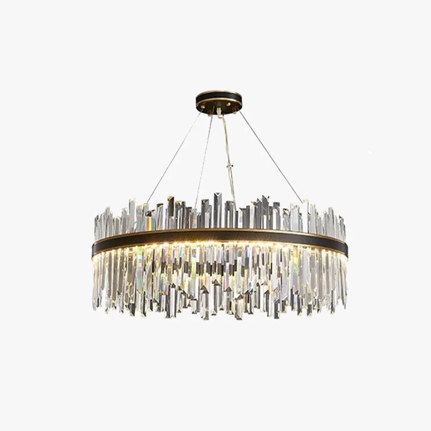 Modern Stainless steel And Crystal Ring Chandelier Pendant Light, Black/Gold