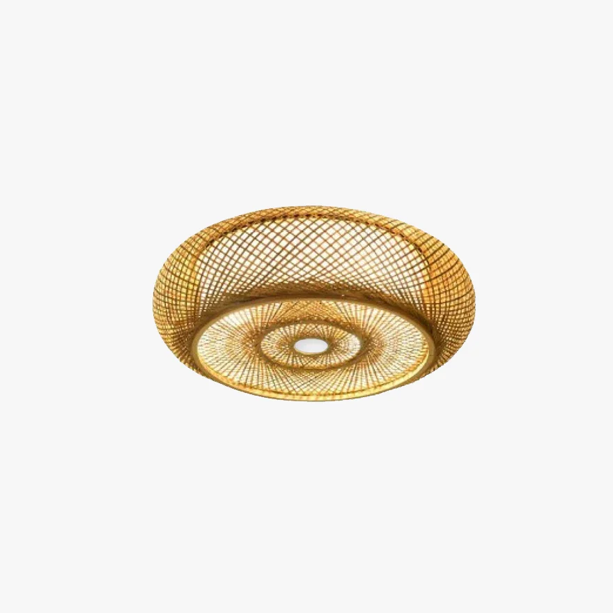 Boho Rattan Drum Dining Room Ceiling Light, Burlywood